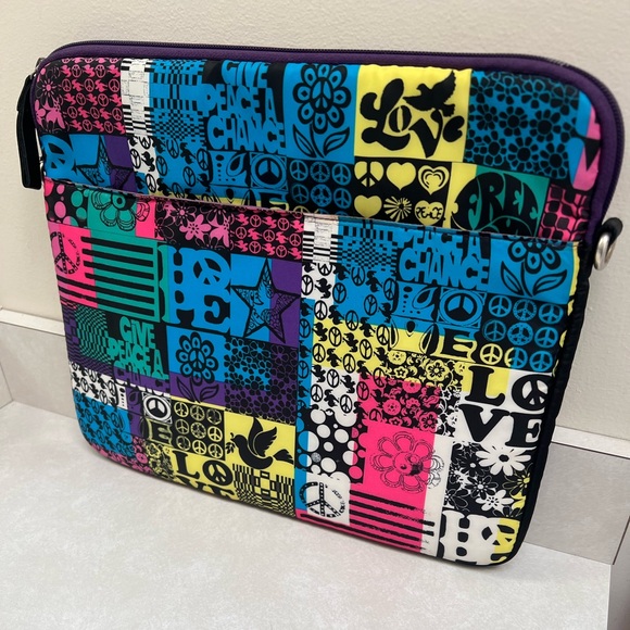 Lucky Brand Peace & Love Colorful Laptop Sleeve Case - Picture 1 of 12